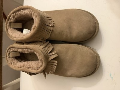 UGG Classic Mini Fringe Bling Women s Beige Suede Shearling Booties US 8