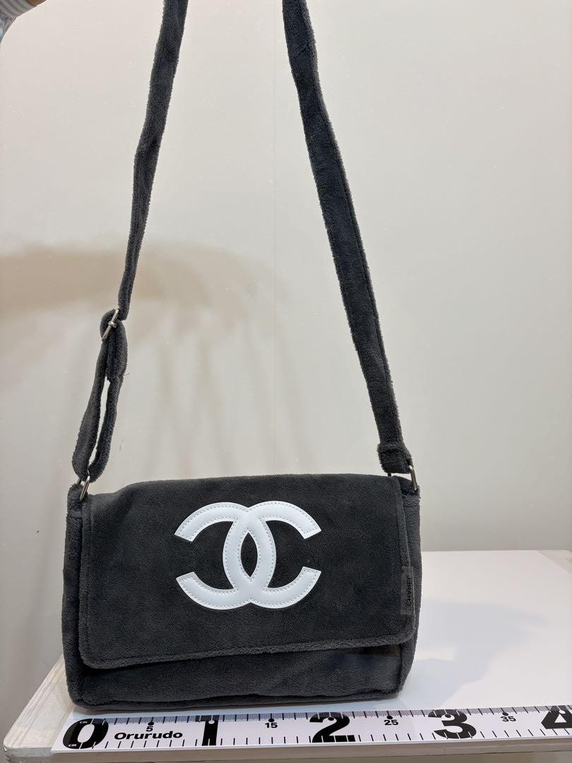 CHANEL Gray Suede Shoulder Bag with Classic Quilted Design