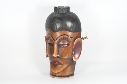 Wooden Buddha Vintage Handmade Wall Hanging Mask Vintage Buddhism Collectibles - Picture 4 of 7