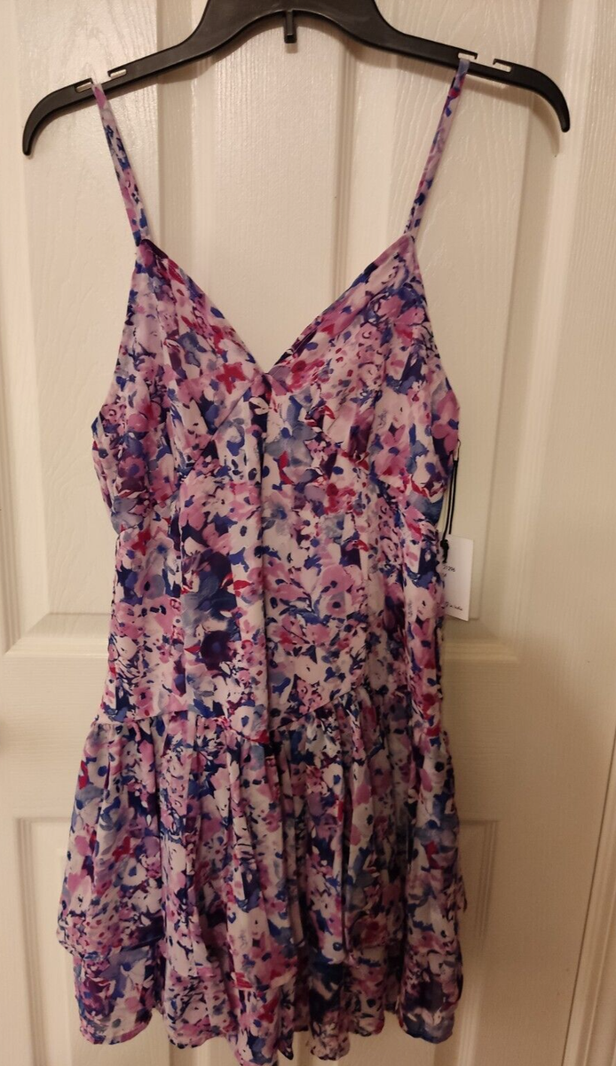 NWT Women's Floral Flowy Japna Ruffle Dress Size XS Pink Navy Blue White |  eBay