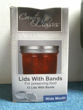 Country Classics 55122, 12 Wide Mouth Lids with Bands, FREE SHIPPING
