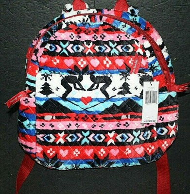 NWT VERA BRADLEY nordic stripe fleece Colorful Patterned Backpack Vera Bradley Small Teddy Fleece Backpack Nordic Stripe Multi  main image 3