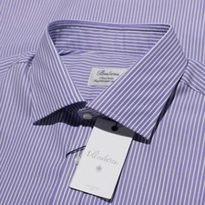 Stenstroms NWT Dress Shirt Size 17.5 44 Fitted in Purple  White Stripes Cotton
