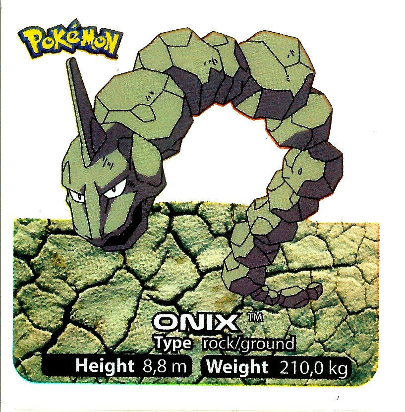 POKEMON ACETATE LAMINCARD EDIBAS, ONIX, CARD # 95 OF 150, YEAR 2006.