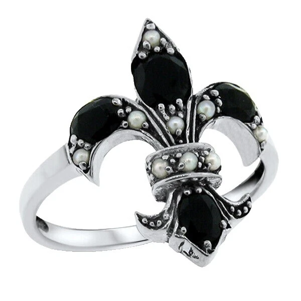 Plantas y flores Negro anillo de 10 Anillos de Moda