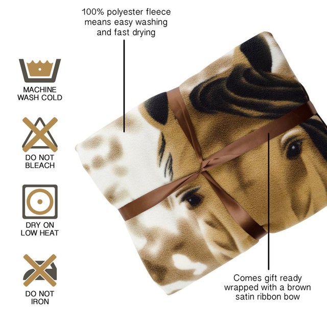 Western Horse Soft Fleece Throw Blanket 63x73 Premium Upgrade