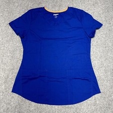 Scrubstar Blue Scrub Women's Top V Neck Pockets Short Sleeves Size Small