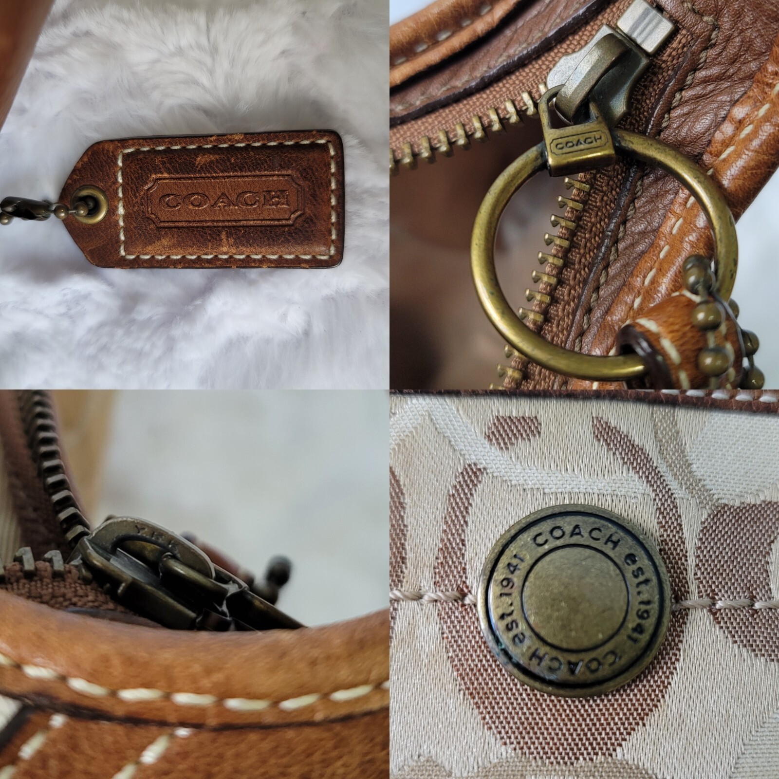 COACH 10808 Ergo Patchwork Leather Canvas Suede Hobo in Earth Tone Brown Color image 6