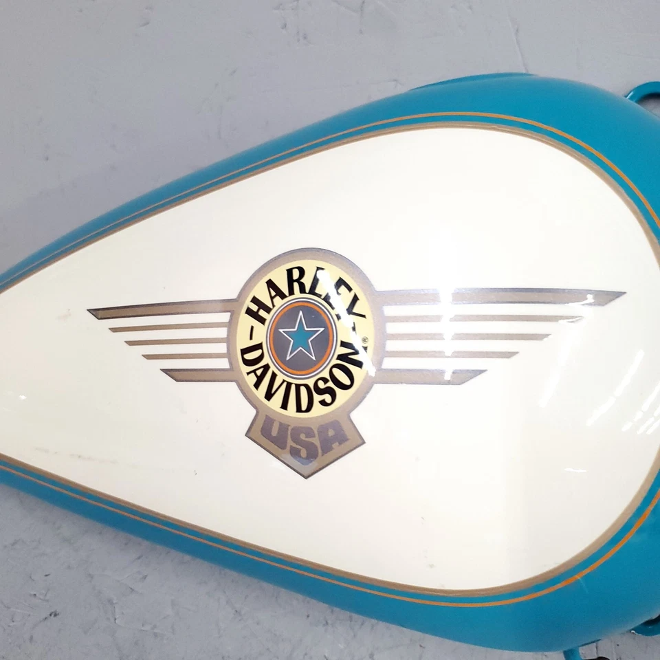 Harley-Davidson Softail Fat Boy tanque de combustible derecho gasolina turquesa Evo 61262-92VZ Foto 3 de 4