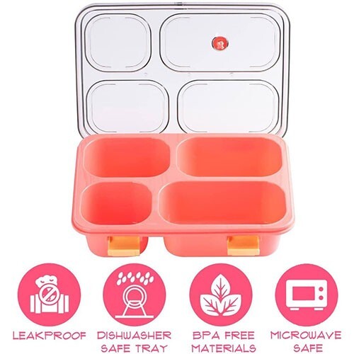 Toolzia Bento Box for Kids and Adults,Dishwasher Safe, Leak-proof (Rose Red)