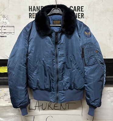 ORIGINAL US ALPHA INDUSTRIES JACKE FLYING B-15C BLAU MADE IN USA NEU!!!! MEDIUM