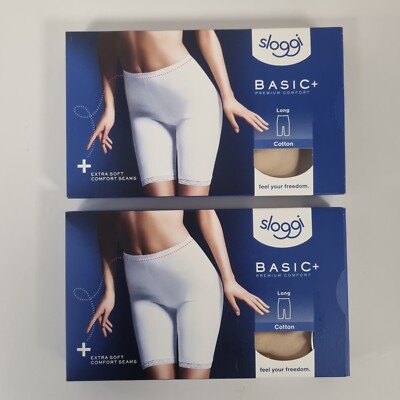 2 x sloggi Womens Basic+ Long Short - Beige / Skin, Size 18 UK