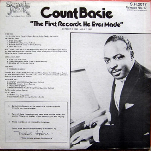 Count Basie ~ The First Records He Ever Made 1979 33⅓ Vinyl LP Sandy Hook NM/EX Foto 2 de 2