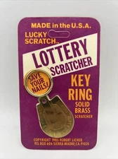 Lucky Scratch Lottery Scratcher Brass Key Ring Lotto Scratcher Vintage 1985 NOS