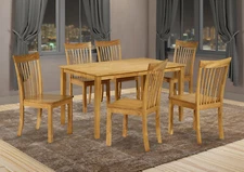 Kings Brand Furniture - 7 Pcs Wood Dining Set. Table & 6 Chairs, Natural Oak