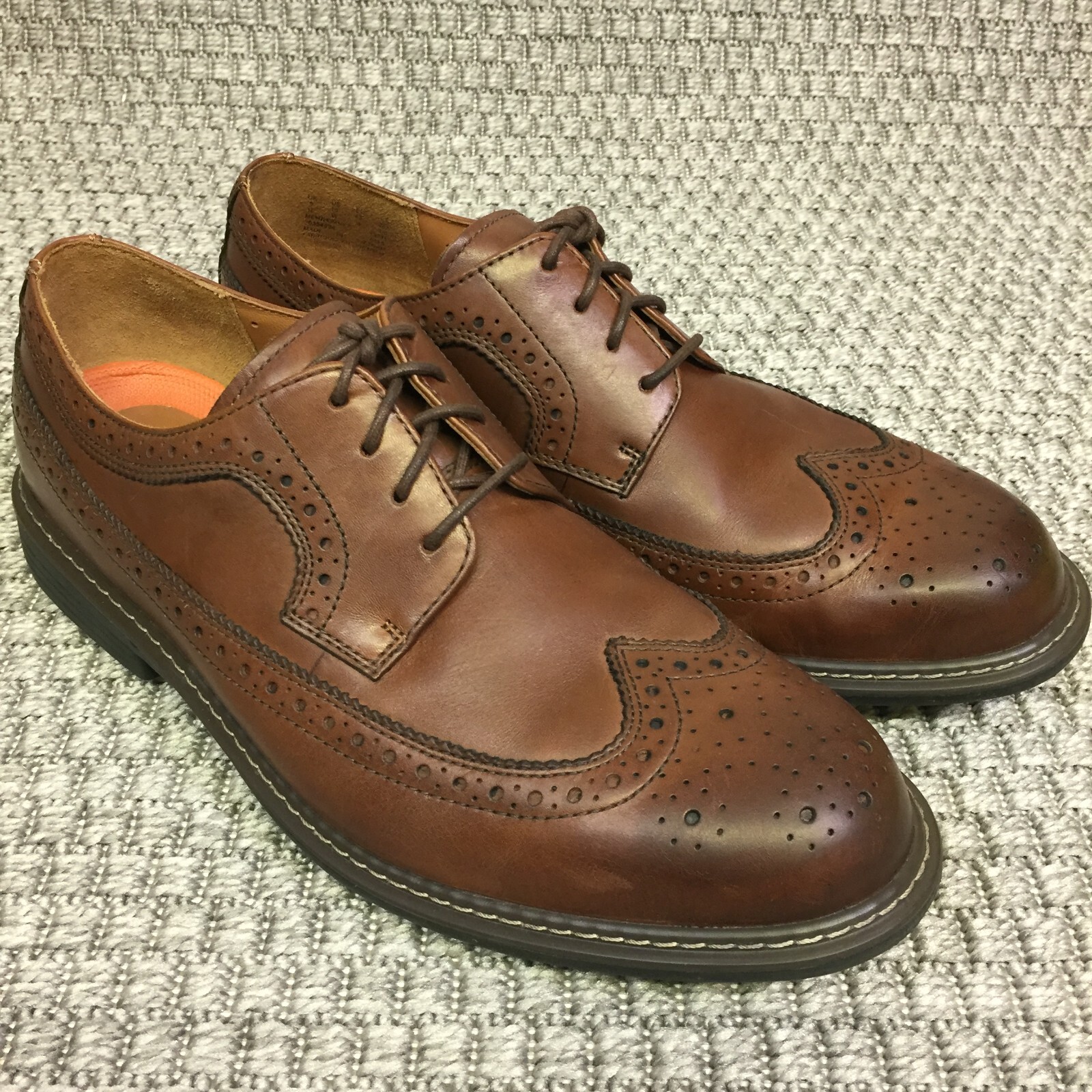 Clarks Unstructured Mens Brown Shoes UK 9 H Wide Fit Derby Wing Tip