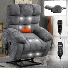 Lift Chair Recliner Heat & Massage Dual Motor Power Lift Sofa w/ Infinite Adjust