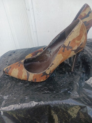 INCcamoPrint Pointed Toe Stiletto Black Brown High Heels Size 9 - Picture 5 of 5