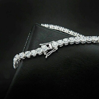 10 Ct Round VVS1/D Diamond Women's Tennis Bracelet 14K White Gold Finish 7''Inch