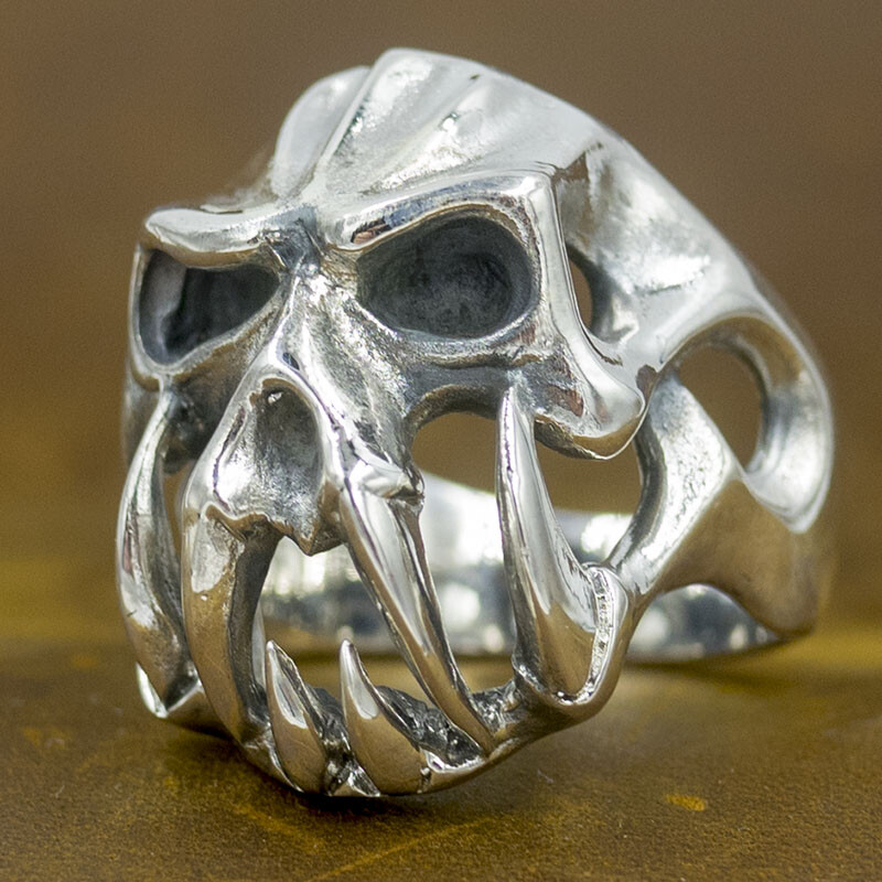 31g big heavy large tribal monster skull skeleton 925 sterling