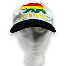 California Republic Bear Hat White Surfer Baseball Cap State Republic Flag