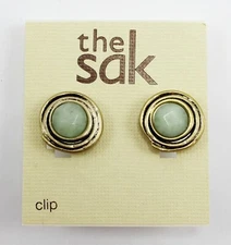 The SAK Women's Swirl Stone Amazonite Clip-On Earrings NWT #SAK35