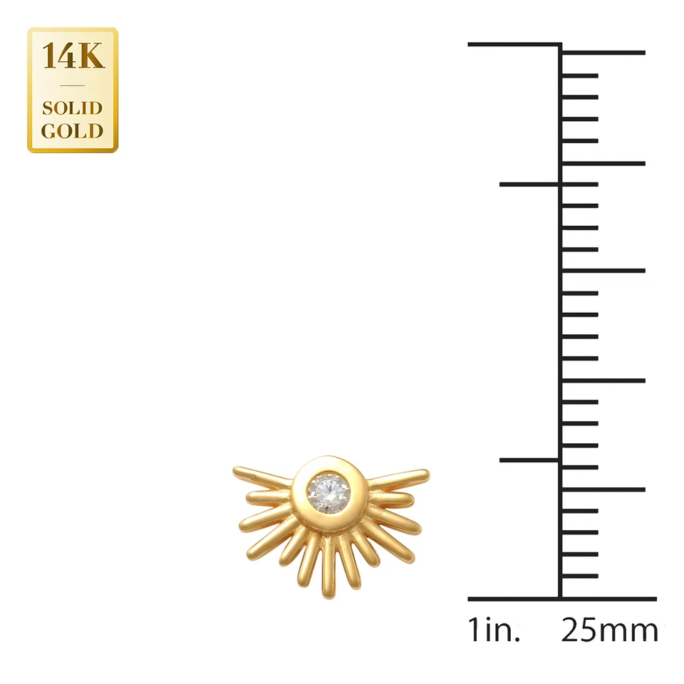 14K реальный твердого золота кубический цирконий гвоздики Push назад хряща серьги пирсинг - Изображение 3 из 3