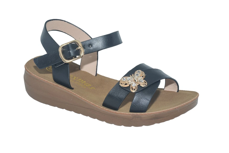 Nuevas sandalias chanclas planas con tiras gladiador para niñas y niños talla 10-4 Foto 2 de 4
