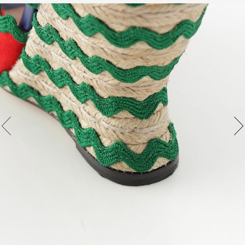 Gucci Wedge Sandals Shelly GG Interlocking Size 37 US 7 Red Green No Box Used - Picture 12 of 16