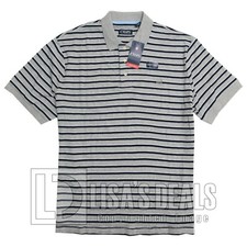 New Mens Chaps Polo Shirt Golf Blue Grey Stripe XXL