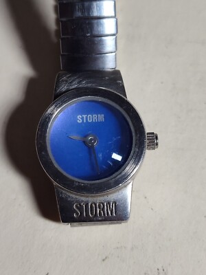 Storm Vintage Ladies Watch Silver Bracelet, Blue Dial, Rare 80s