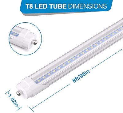 12 Pack T8 8FT LED Tube Lights – 45W, 6500K Daylight, FA8 Single Pin, 2000+ Lumens, Clear White, For Garage/Shop, Cnsunway - View #5