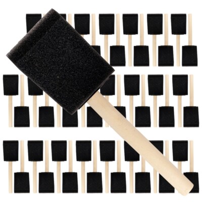 48Count - 2'' Disposable Poly Foam Brushes for All Paints, Stains, Varnish & Glue