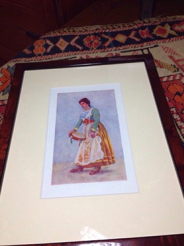 Sorento Tarantella 1904 Colored Lithograph Framed and matted UNSIGNED - Picture 7 of 7
