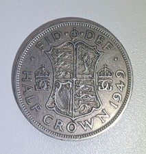 1949 CUPRO-NICKEL RARE GEORGE VI HALF CROWN COIN BRITISH CURRENCY