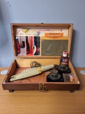 Vintage Sunbeam 2 Speed Electric Shoe Polisher Kit With Wooden Box. WORKS 