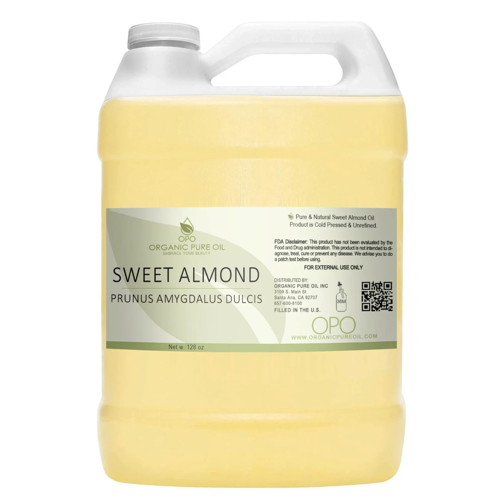 Gallon Organic Unrefined Cold Pressed Almond Massage Oil