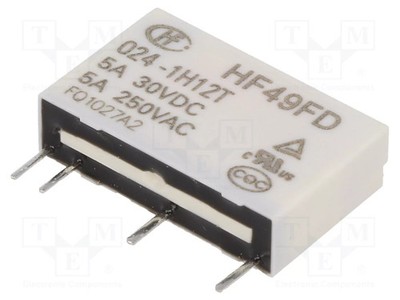 5A 5A/250VAC SPST-NO USpule: 24VDC Relais: elektromagnetisch