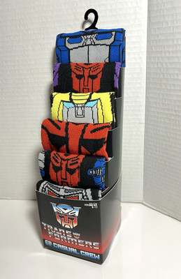 Transformers Socks 6-Pack Casual Crew Brand New Men's Size 8-12 Hasbro