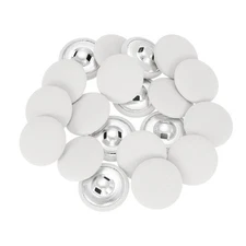 20Pcs Fabric Cloth Covered Button, 25mm 40L Metal Shank Buttons, White
