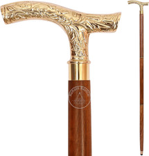 Walking Stick - Men Derby Canes and Wooden for Women 37" Brown Ebony Brass T Sha