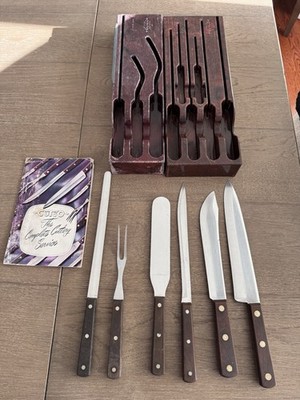 VTG 8pc Cutco Knife & Fork Set Lot Plastic 40 & 41 Storage Trays USA Manual