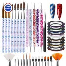 Nail Striping Tape Lines Kit 38Pcs With Art Pens Dotting Tools Liner Brushes