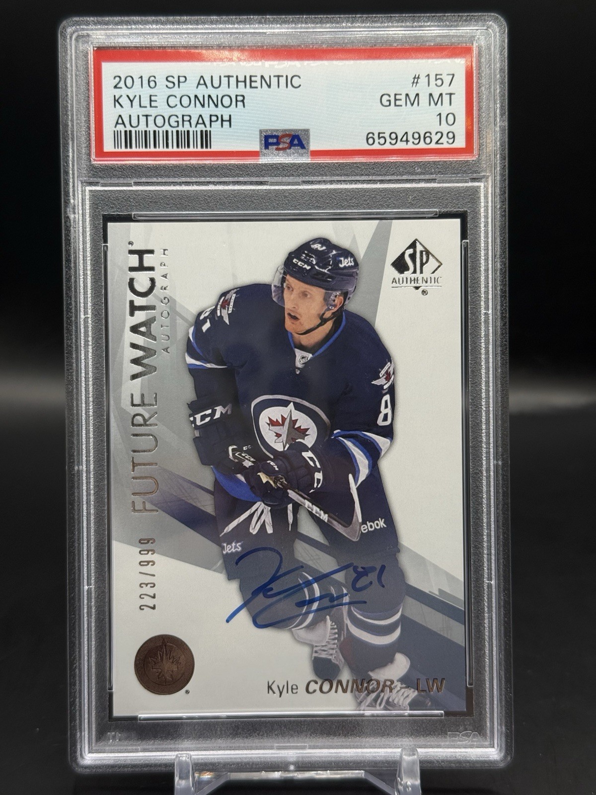 2016-17 SP Authentic Kyle Connor Future Watch Auto /999 PSA 10 FWA #157