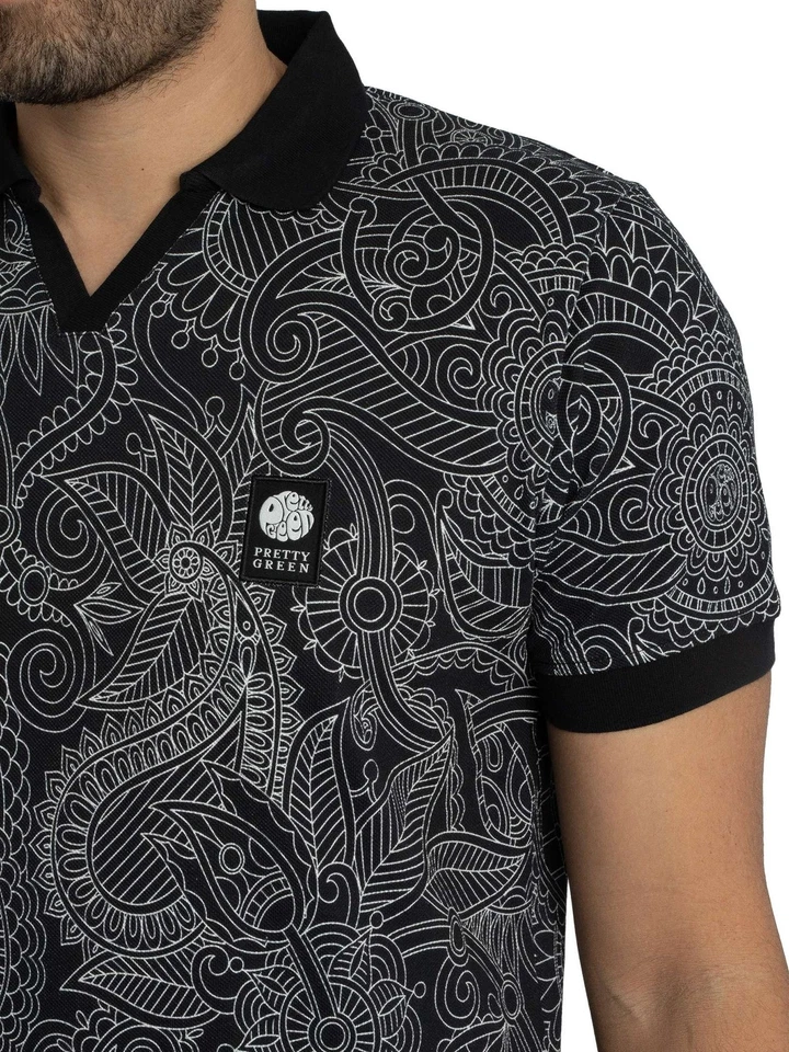 Pretty Green Pour des hommes Polo Resonance Linear, Noir - Photo 4/4