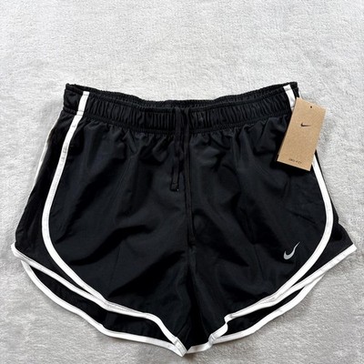 Nike Dri Fit Tempo Running Shorts Womens Small Black White Drawstring Workout