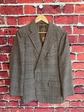 Vintage LANVIN Paris Men's Brown Windowpane Wool Sport Coat 42R Retail 1199