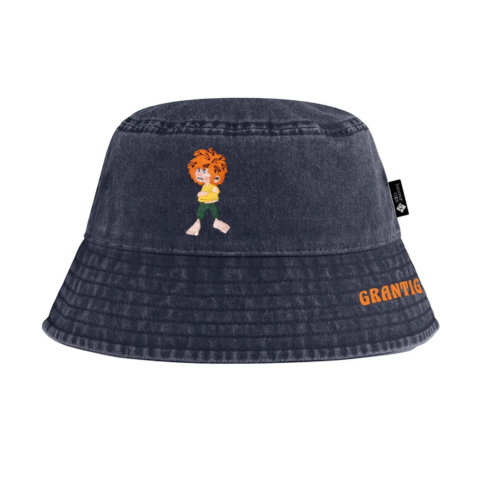Bavarian Caps Pumuckl Vintage Black Cotton Bucket Hat Anglerhut