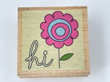 HI Hampton Arts Wood Mounted Rubber Stamp Flower  Joy Design Approx. 1.5in