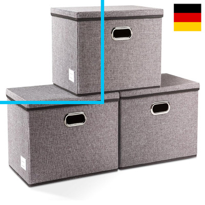 Aufbewahrungsbox mit Deckel Faltbar Grau 43x30x30cm Organizer Container